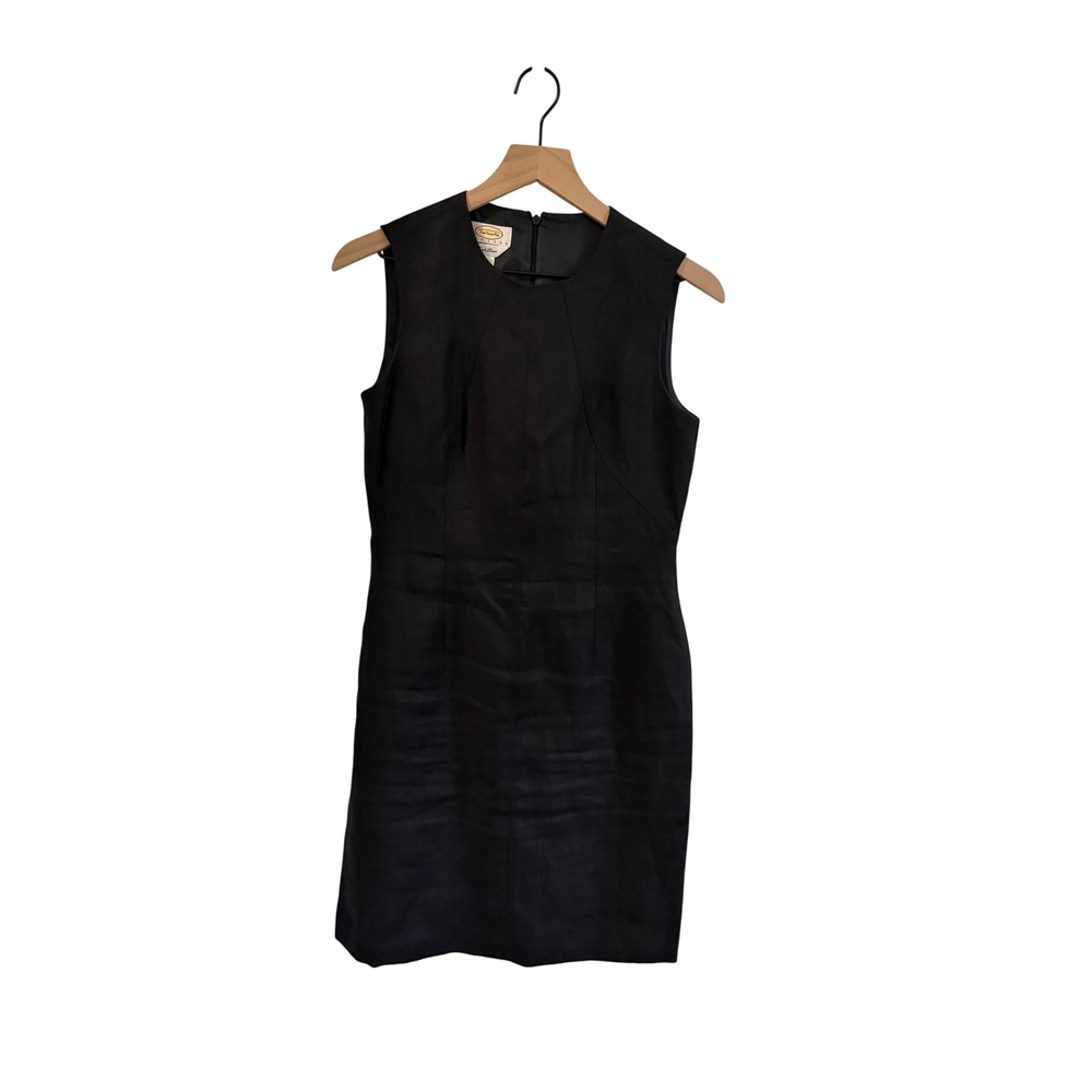 Talbots Petites Black Irish Linen Sleeveless Shift Dress Size 6P Tailored LBD